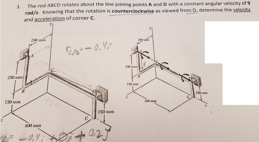 Solved The rod ABCD rotates about the line joining points A
