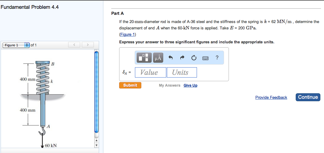 Solved If the 20mmdiameter rod is made of A36 steel and