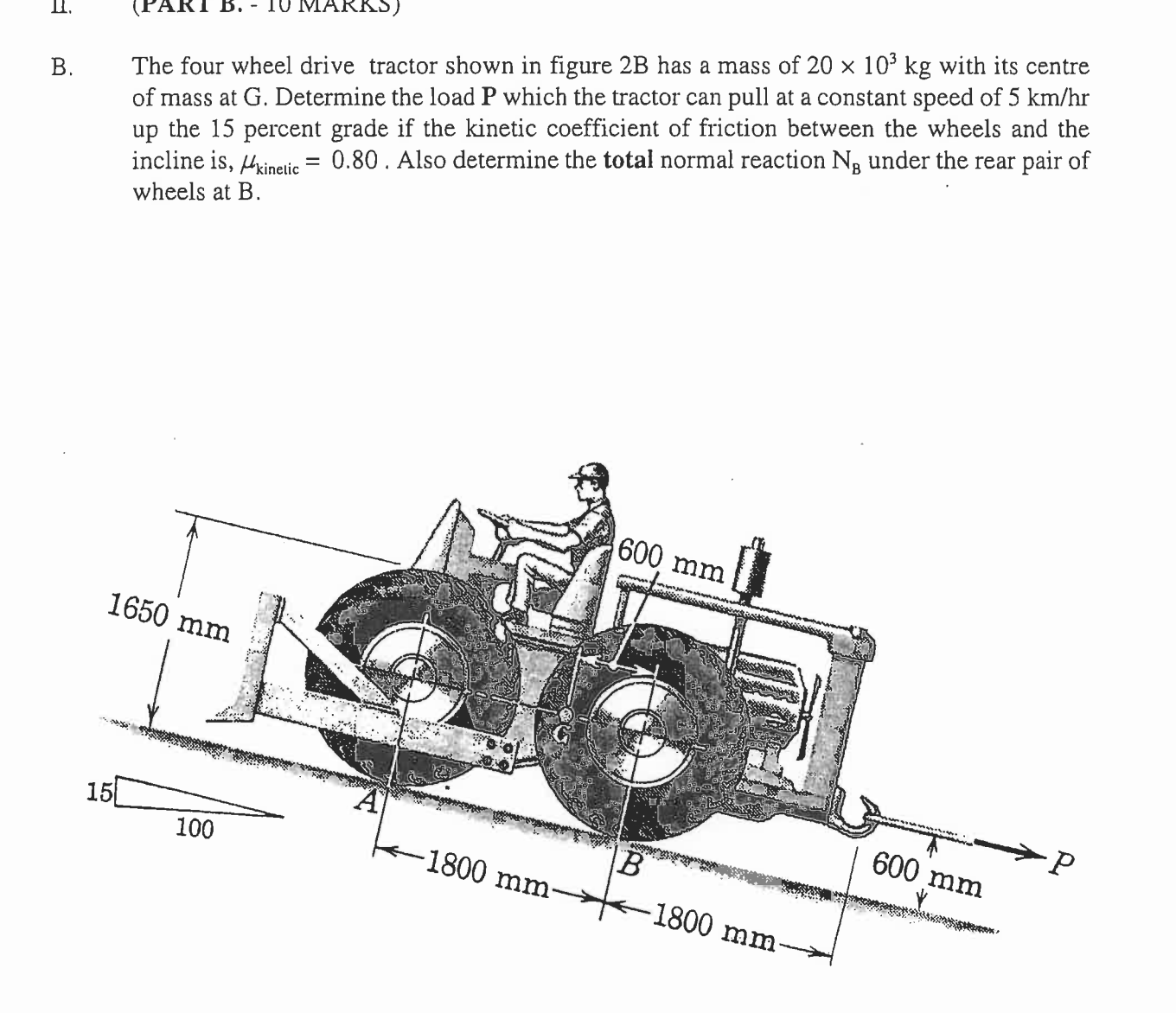 Solved The four wheel drive tractor shown in figure 2B has a Chegg com