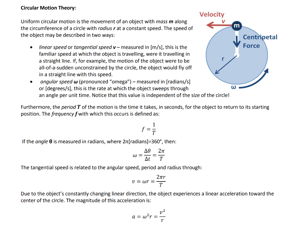 Circular Motion Theory Velocity Uniform circular Chegg