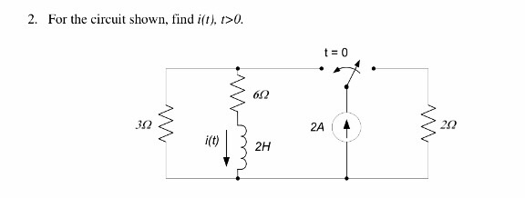 Solved For the circuit shown, find i(t). t>0. | Chegg.com