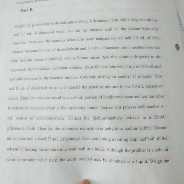 Solved Part B Weigh 0.25 g of sodium hydroside into a 25mL