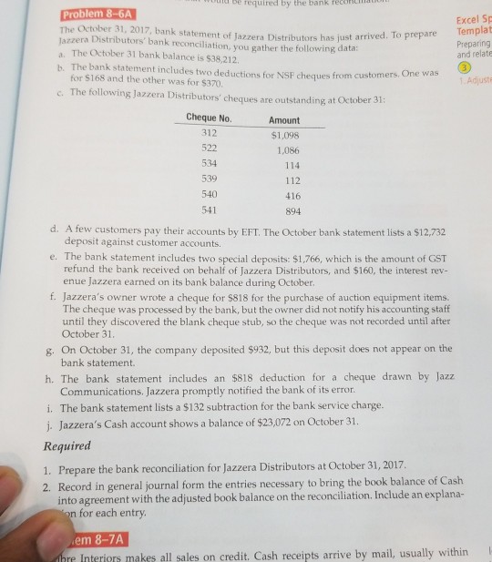 Solved be required by the bank reconti Problem 86A The