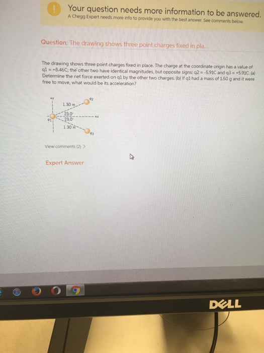 Solved The drawing shows three point charges fixed in place.