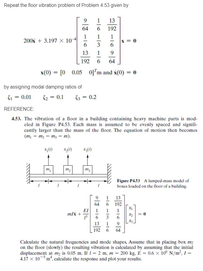 Solved Repeat the floor vibration problem of Problem 4.53 | Chegg.com