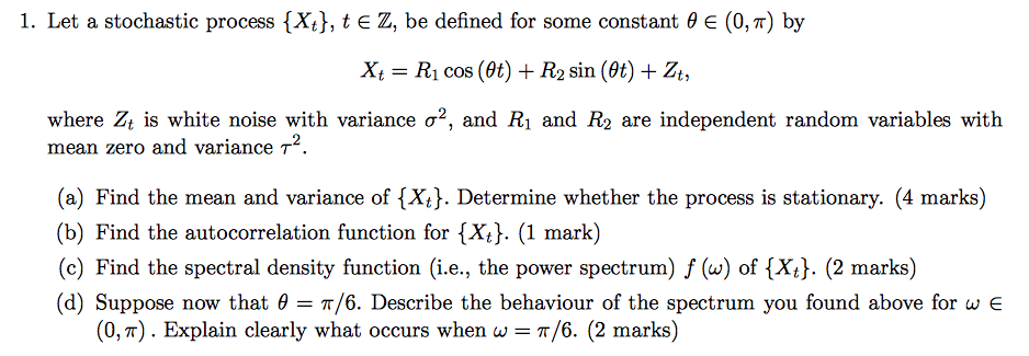 Let a stochastic process {Xt}, t Z, be defined for | Chegg.com