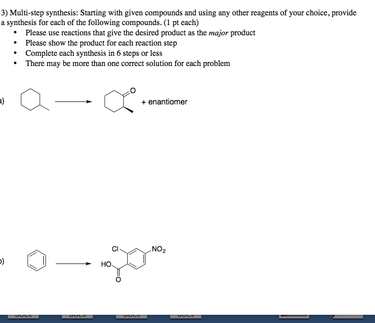 Solved Multi-step Synthesis: Starting With Given Compounds | Chegg.com