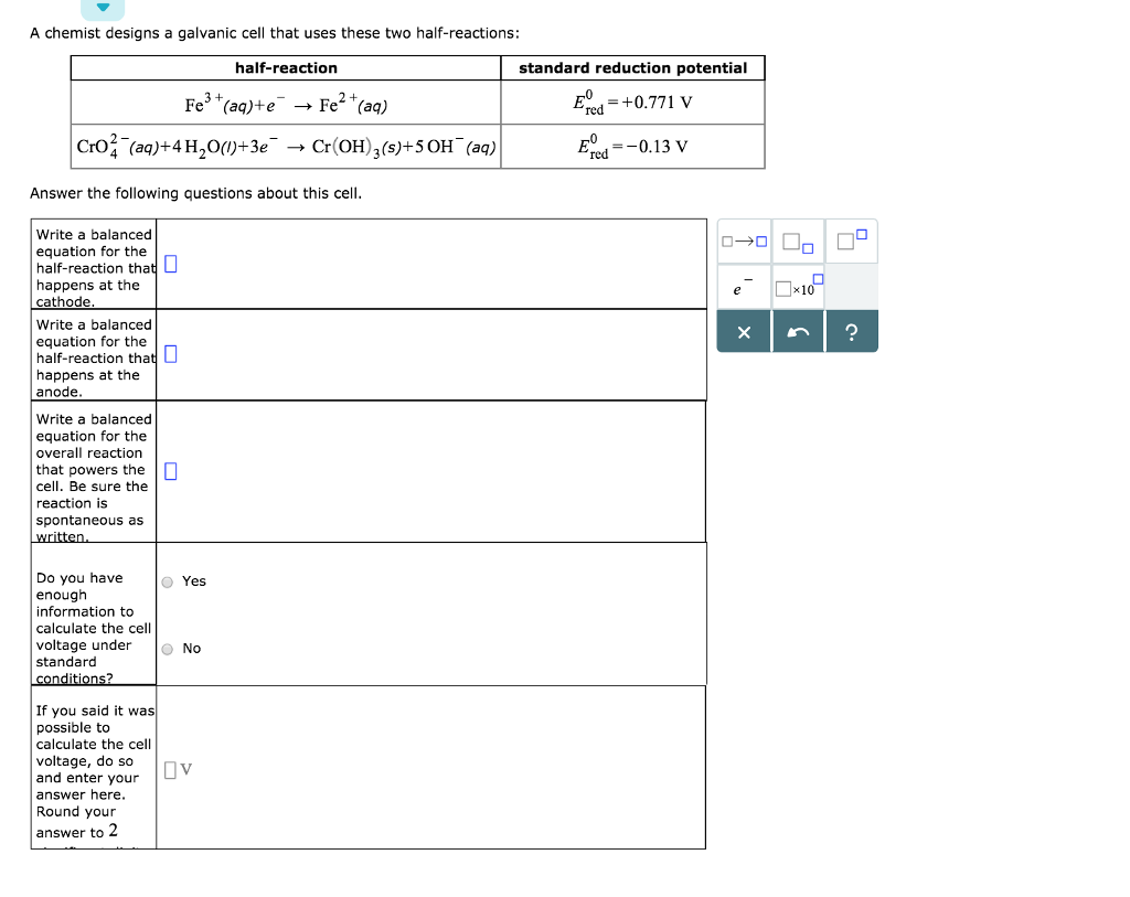 solved-a-chemist-designs-a-galvanic-cell-that-uses-these-two-chegg