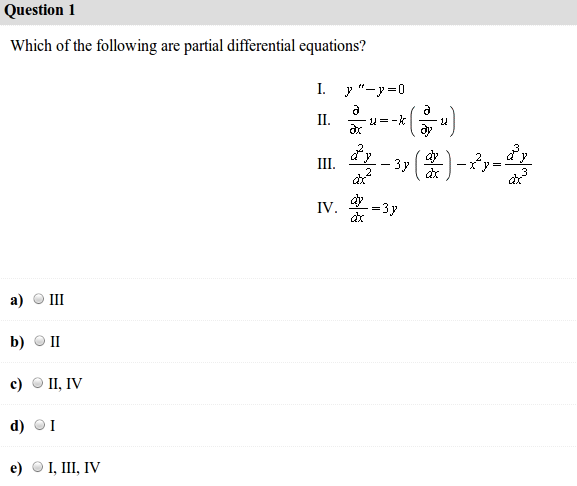 Solved Which Of The Following Are Partial Differential Eq - 