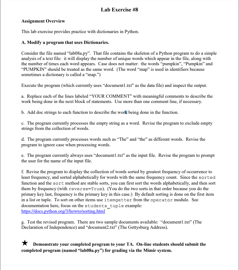 Solved Lab Exercise #8 Assignment Overview This lab exercise | Chegg.com