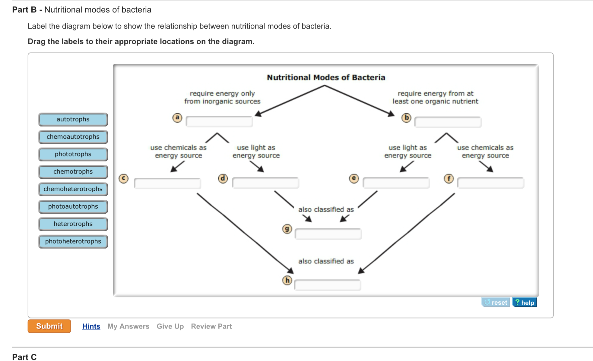 Solved Part B Nutritional Modes Of Bacteria Label The Chegg