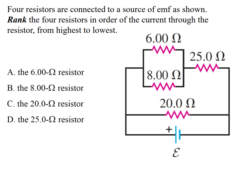 Solved Four resistors are connected to a source of emf as