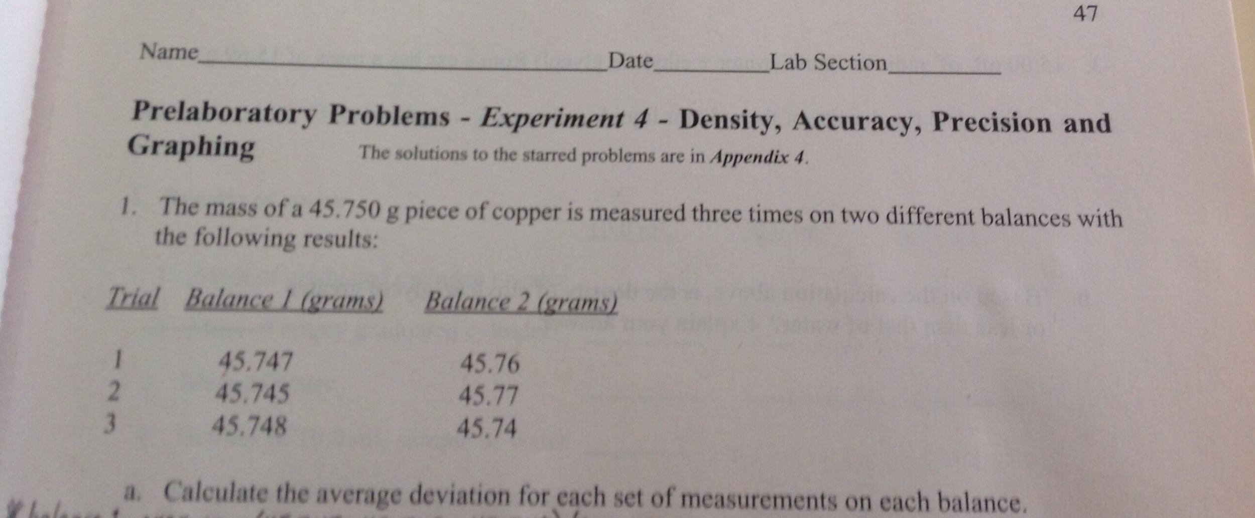 Solved 47 Name Date Lab Section Prelaboratory Problems - | Chegg.com