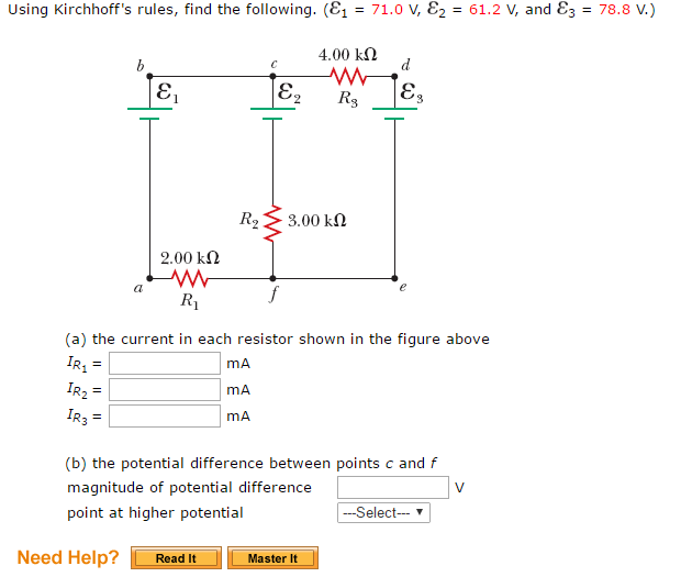 Solved Using Kirchhoff's rules, find the following. | Chegg.com