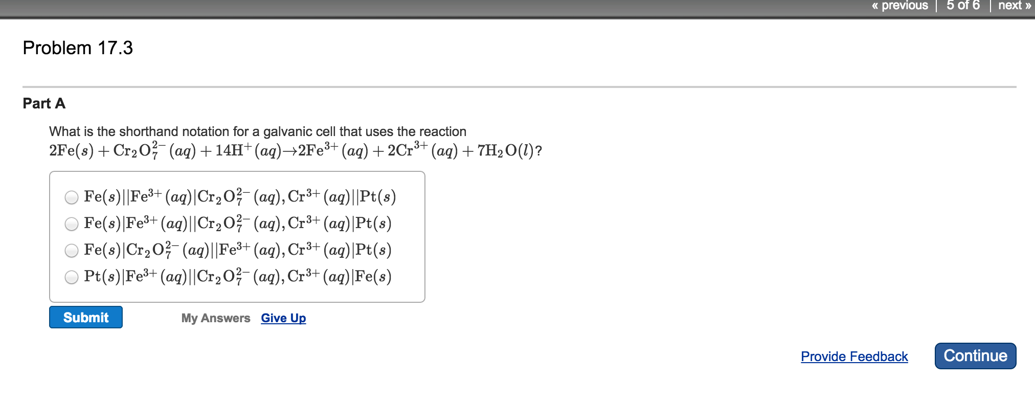 Solved What is the shorthand notation for a galvanic cell | Chegg.com