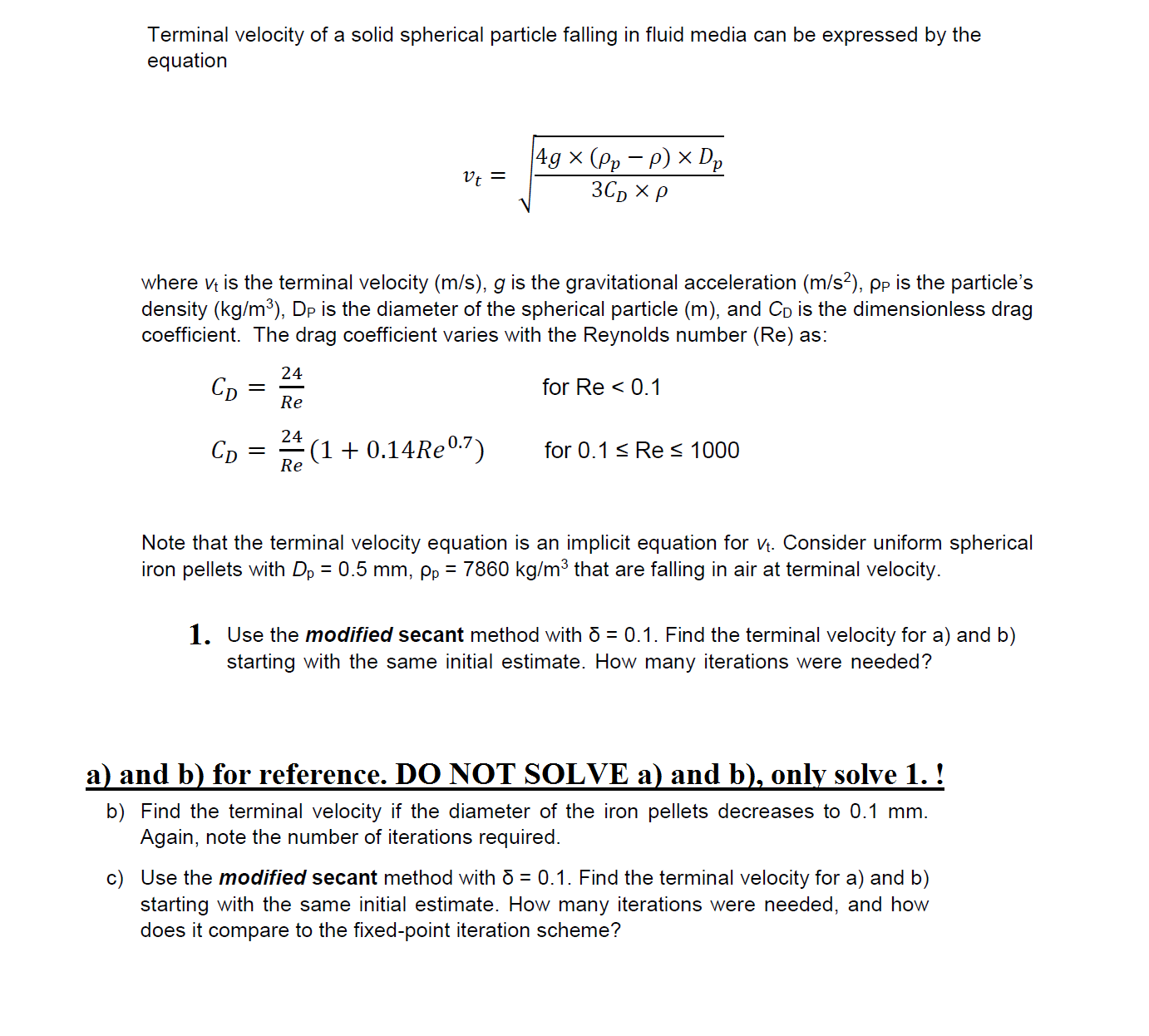 Terminal Velocity Equation