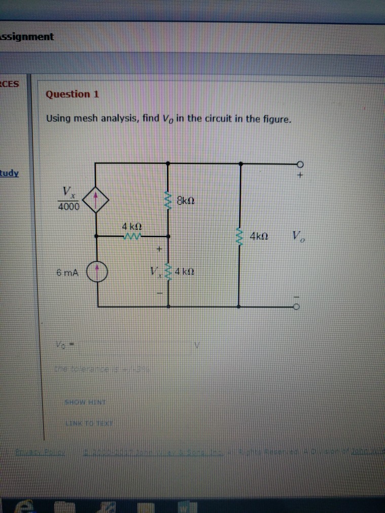 Solved Using Mesh Analysis Find Vo In The Circuit In The