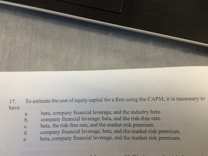 solved-to-estimate-the-cost-of-equity-capital-for-a-firm-chegg