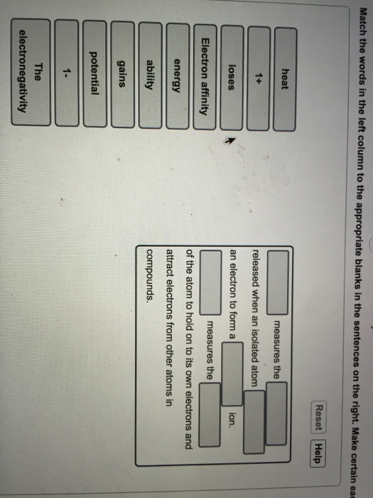 Solved Match the words in the left column to the appropriate | Chegg.com