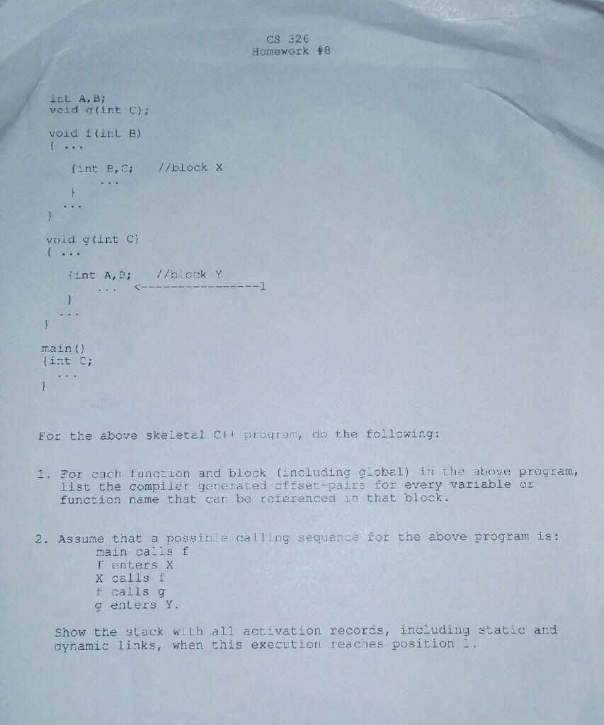For the above skeletal C++ program, do the following: | Chegg.com