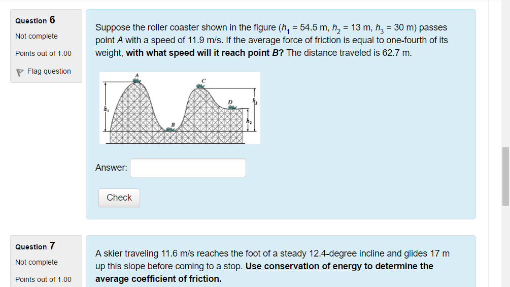 Solved Suppose The Roller Coaster Shown In The Figure (h_1 = | Chegg.com