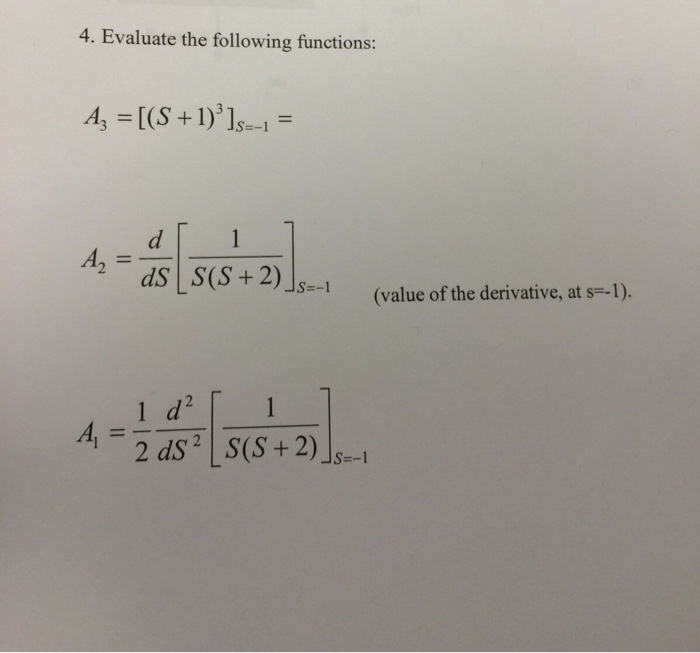 Solved 4. Evaluate the following functions: A3 | Chegg.com