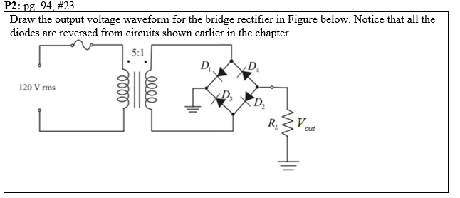 Solved P2: pg.94: #23 Draw the output voltage waveform for | Chegg.com