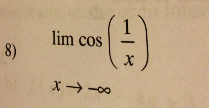 Solved lim cos (1/x) x --> -infinity | Chegg.com