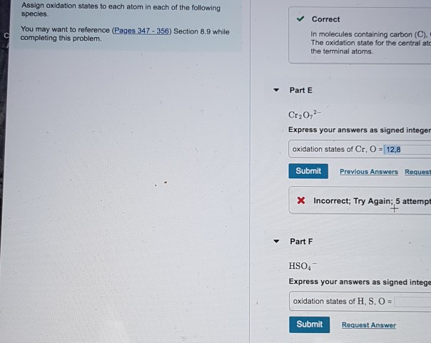 Solved Assign Oxidation States To Each Atom In Each Of The | Chegg.com