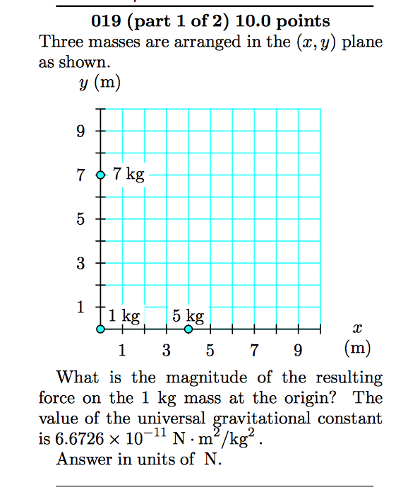 Solved 019 (part 1 of 2) 10.0 points Three masses are | Chegg.com