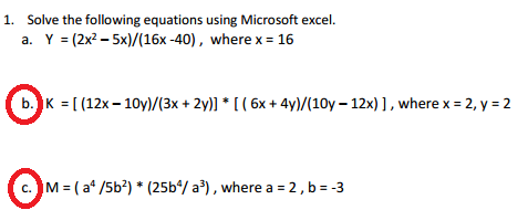 Solved Solve the following equations using Microsoft excel. | Chegg.com