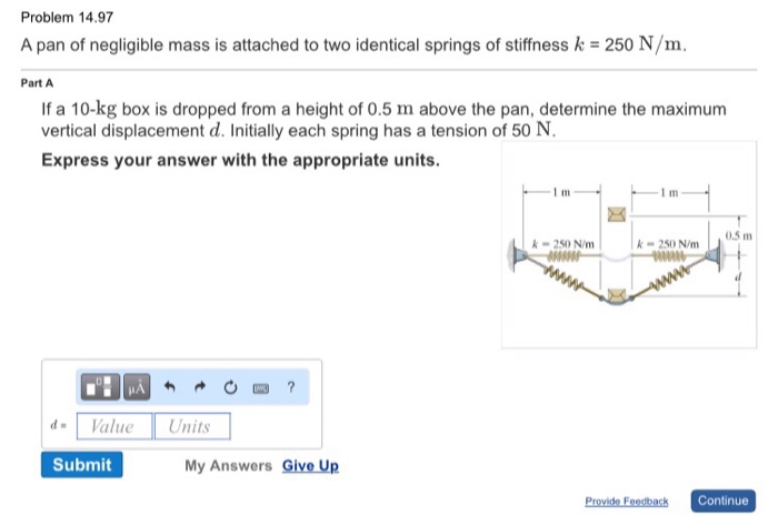Solved A pan of negligible mass is attached to two identical | Chegg.com