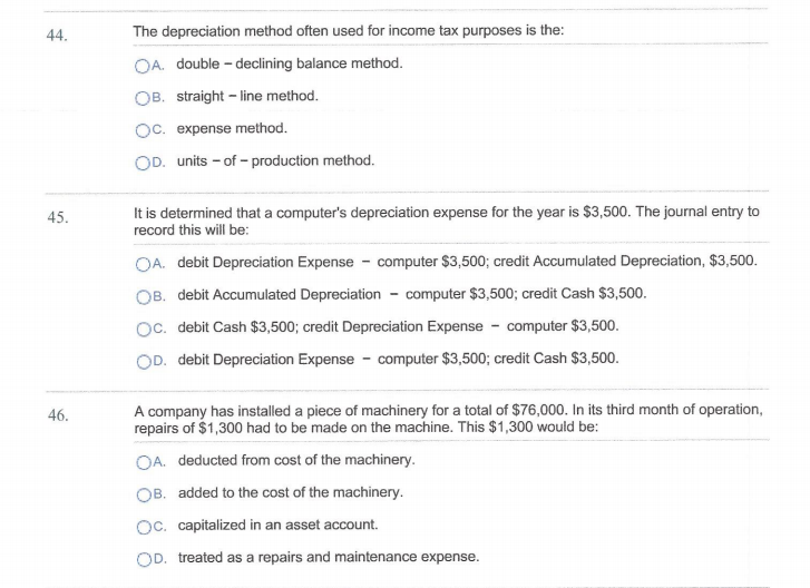 Solved The depreciation method often used for tax