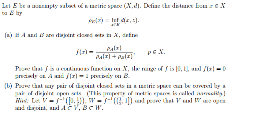 Solved Let E be a nonempty subset of a metric space (X, d). | Chegg.com