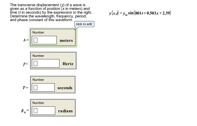 Solved The Transverse Displacement (y) Of A Wave Is Iven As | Chegg.com