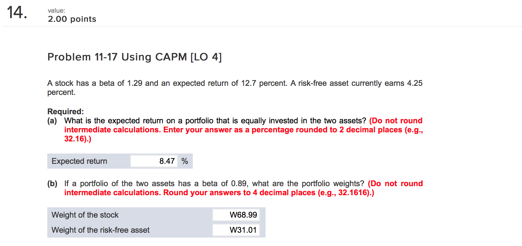 Solved A stock has a beta of 1.29 and an expected return of