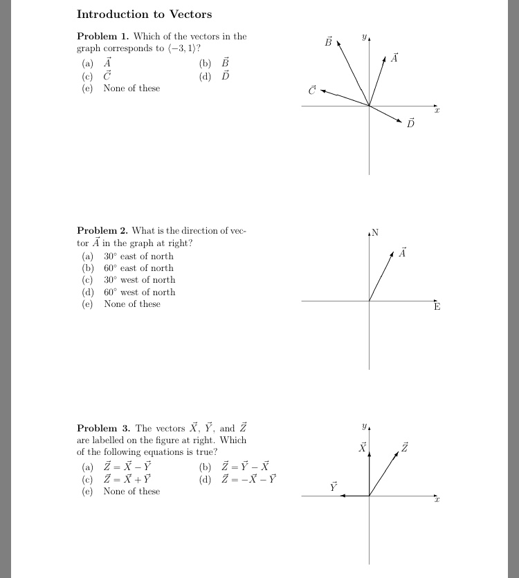 Solved Introduction to Vectors Problem 1. Which of the | Chegg.com