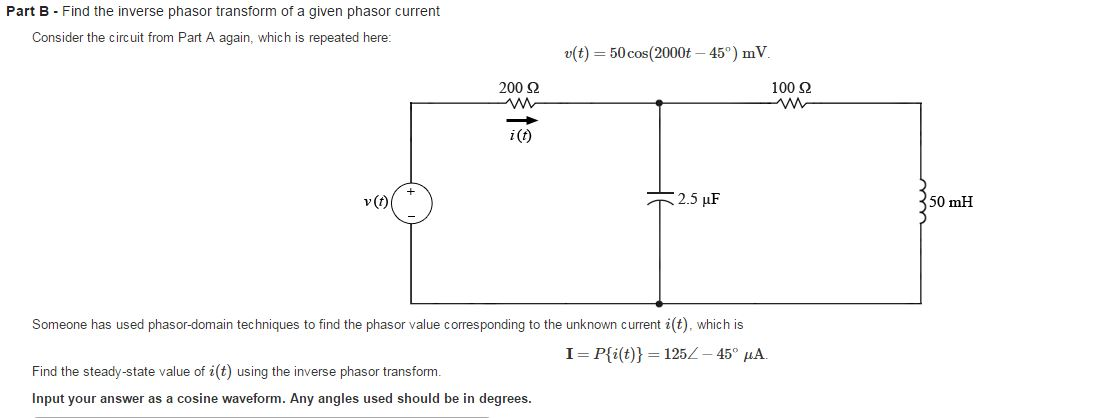 Solved Find the inverse phasor transform of a given phasor | Chegg.com