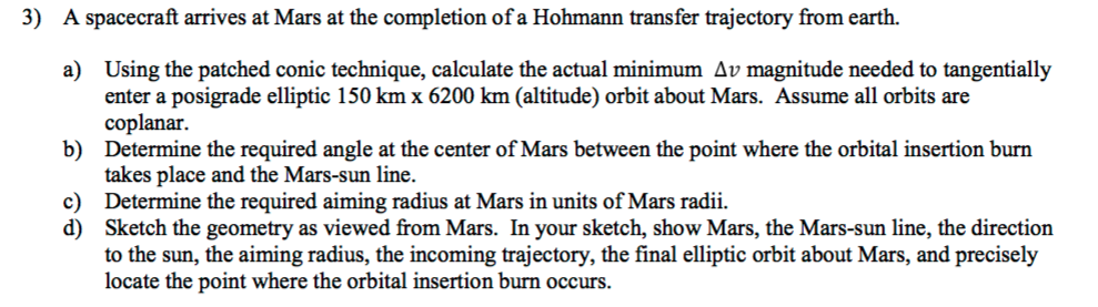 Solved A spacecraft arrives at the completion of a Hohmann | Chegg.com