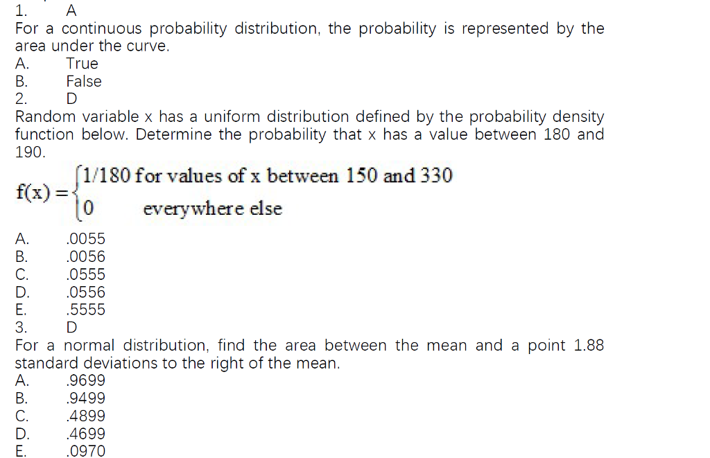 Solved For A Continuous Probability Distribution, The | Chegg.com