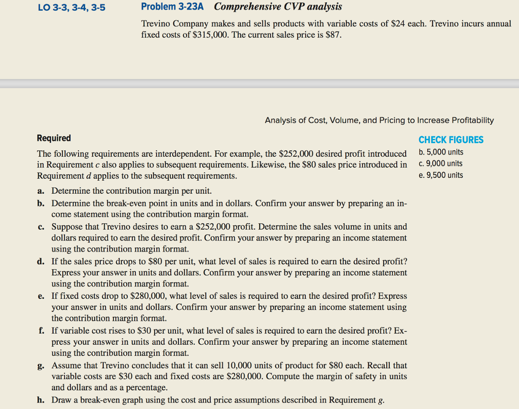 Solved LO 3-3, 3-4, 3-5 Problem 3-23A Comprehensive CVP | Chegg.com