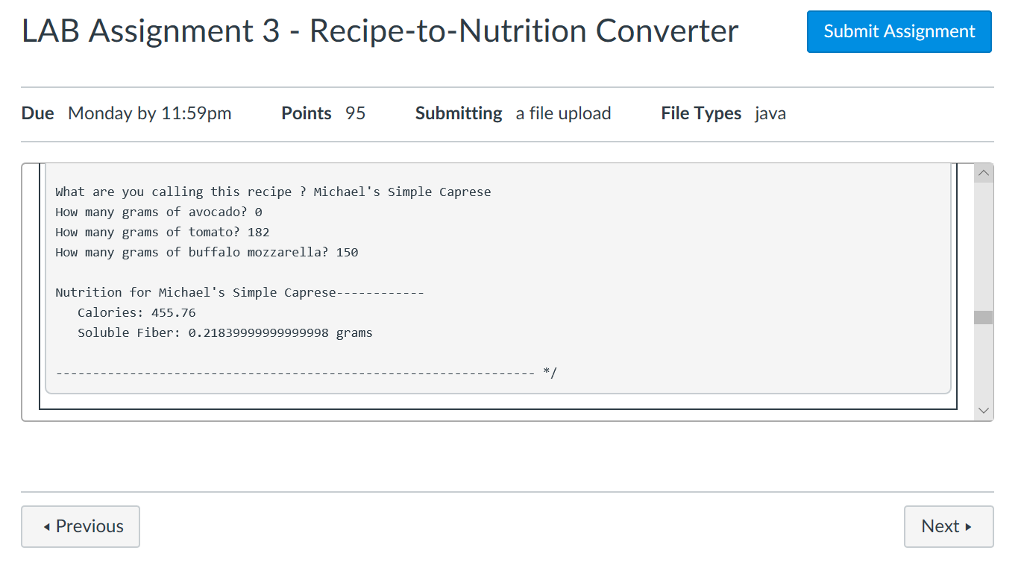 Solved LAB Assignment 3 - Recipe-to-Nutrition Converter | Chegg.com