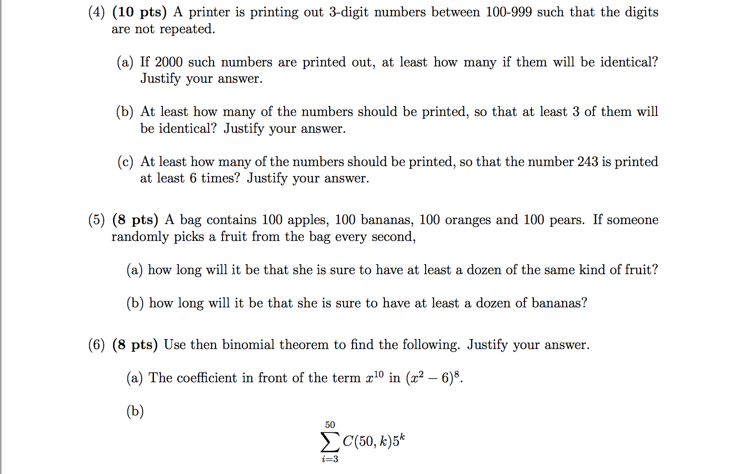 Solved: (4) (10 Pts) A Printer Is Printing Out 3-digit Num... | Chegg.com