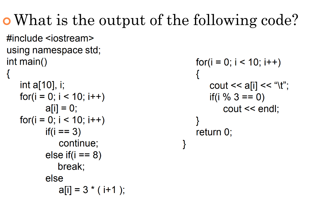 Solved O What Is The Output Of The Following Code? #include | Chegg.com