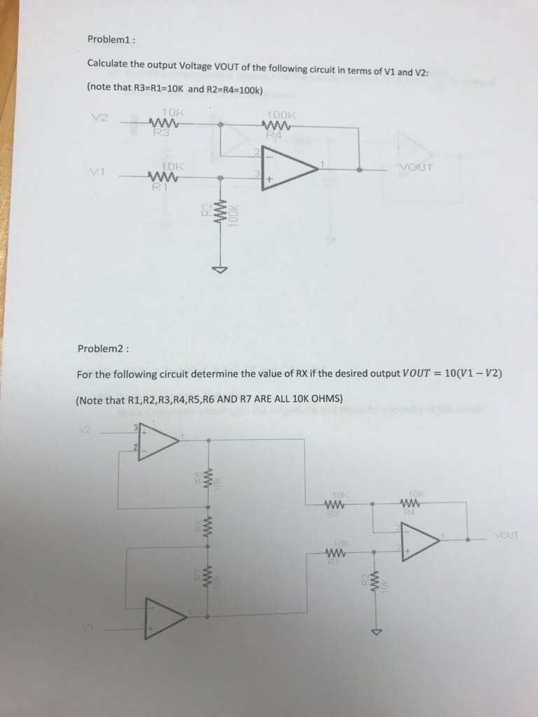 Solved Problem1: Calculate the output Voltage VOUT of the | Chegg.com