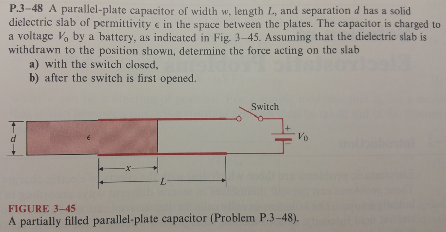 Solved A parallel-plate capacitor of width w, length L, and | Chegg.com