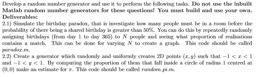 Develop A Random Number Generator And Use It To | Chegg.com