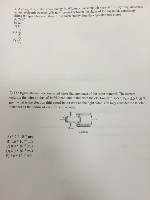 solved-a-charged-capacitor-stores-energy-u-without-chegg