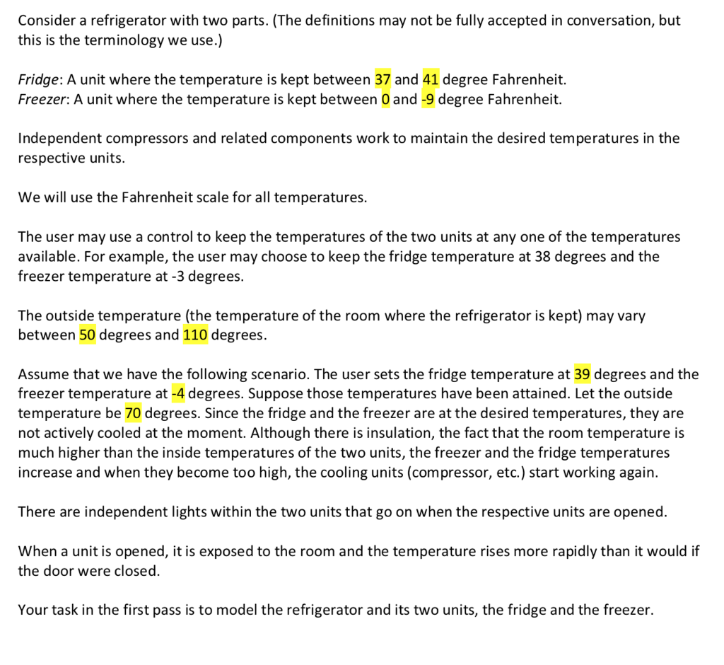 Consider a refrigerator with two parts. (The