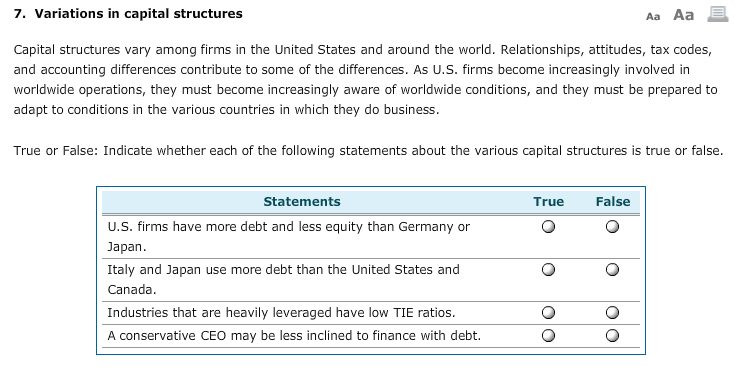 Which Of The Following Statements About Capital Structure Are Correct Solved Capital structures vary among firms in the United | Chegg.com